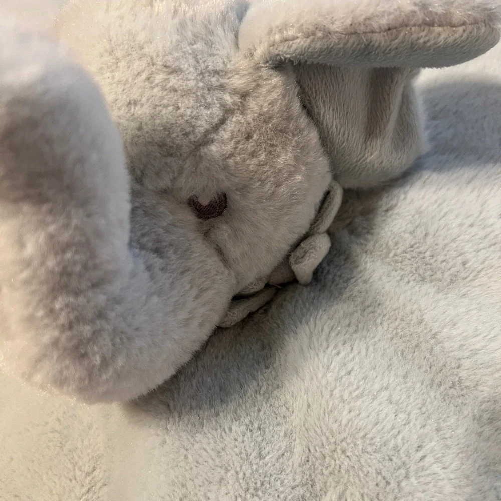Little Miracles Elephant Security Blanket Light Blue Plush Faux Lovey Large
